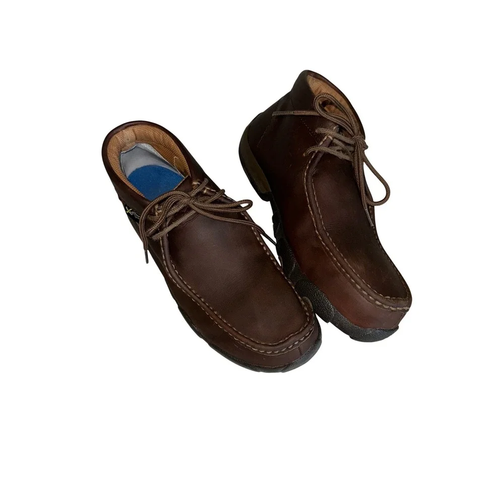 Twisted X Mens Brown Leather Driving Mocs Lace Up Steel Toe Chukka Boot MDMSM01